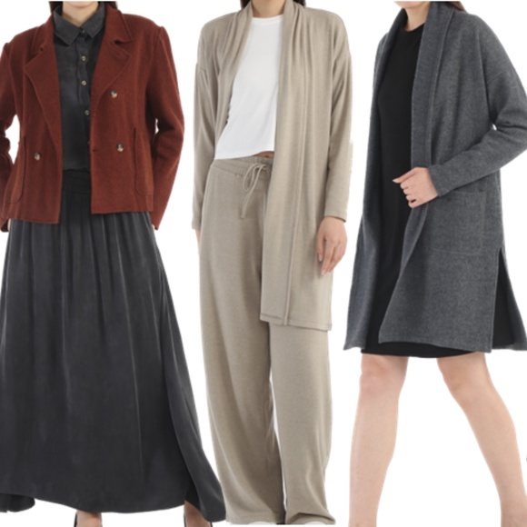 NWT The Elevere Stretch Wool Bouclé Blazer Jacket Women M Unlined Raw Edge RED - Picture 3 of 6